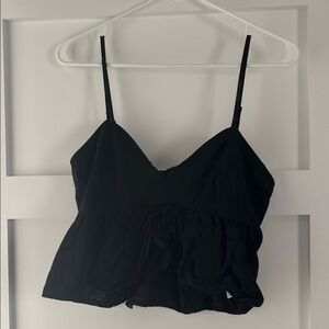 American Eagle Outfitters Black Split Front Crop Top
